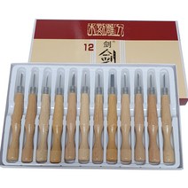 조각도 4P ~ 12P 모음/ PP케이스 4 6 10P 고급조각도 6 8 10 12P 목공예 목판화 우드카빙 미술수업준비물 화방용품 학생 전문가용 취미 목공방, 조각도 고급12p