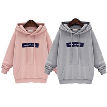 쉬블림로브 여성용 봄 가을 기모 프린팅 후드티 2개