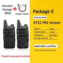 무전기RETEVIS-미니 워키 토키 PMR 446 휴대용 양방향 라디오 ht PTT 워키토키 RT622 사냥 카페 용 2 개, 협동사, E FRS 2PCS