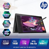 HP 엔비 X360 2in1 인텔12세대 i5 윈도우11 프로 터치노트북, HP ENVY 13, WIN11 Pro, 16GB, 1TB, 코어i5, 블루
