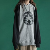 지지아나 [지지아나] 여성 스트릿 오버핏 배색 후드티