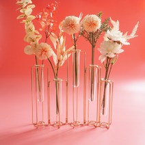 이케바나 첼제 골드 프레임 체체 실린더 와이어 유리 화병 꽃병 대형, 원형골드중