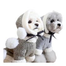 소형견 산책 겨울옷 기모후드티 카키 M 애견옷 반려견옷 비숑옷