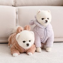 울리 후리스 베어 올인원 강아지 겨울옷, 민트