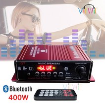 12V 400W 2.0 채널 HIFI 스테레오 오디오 앰프 블루투스 홈 충실도 앰프 마이크 SD USB FM 홈 앰프|Amplifier|, 1개, Red 12V, 단일