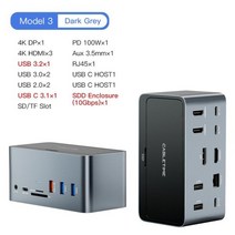 CABLETIM-USB 도킹 스테이션 멀티 허브 PD100W HDMI DP 디스플레이 SSD 인클로저 RJ45 SD/TF 카드 MacOS Windows 노트북 C419 용, CHINA_16 Docking 10Gbps