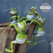 Makone 상표등록 개구리 화분걸이 4개 인형 조형물 가드닝 예쁜 소품, 4마리 개구리
