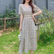 여성 로맨틱 30대 브이넥 쉬폰 롱원피스 여름 데이트