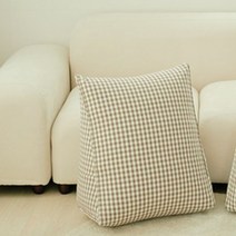 플랫화이트 삼각 등받이 중독쿠션, 브라운 체크