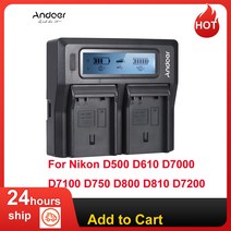 Andoer EN-EL15 듀얼 채널 디지털 카메라 배터리 충전기 LCD 디스플레이 포함 Nikon D500 D610 D7000, 01 EU