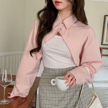 미라클세븐 [M7] 여자 SS 숏가디건 연핑크 코디 여성스러운 셔츠