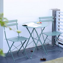 접이식 테이블 의자 2인 세트 테라스테이블 카페 야외 원탁, 녹색 1 2 세트