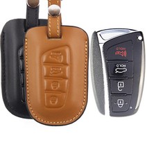 더조은셀러 현대 그랜져HG 에쿠스 싼타페 더뉴 맥스크루즈 제네시스DH 아슬란AG 에쿠스 스마트키 가죽 키홀더 케이스, 블랙 - 슬림엣지 케이스 key-01, 1개