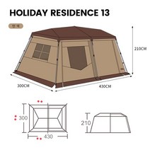 MOBI GARDEN 모비가든 캠핑 원터치텐트 Holiday Residence13 장박 넓은 공간 방수 방풍 차양 경량 알루미늄 폴대, [01] Tent