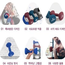 아이워너 네오프렌 사각 컬러 아령 8kg 블루마린 무게조절덤벨 661EA, 본상품선택