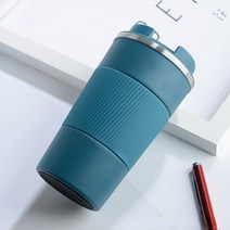 JINUS 작은보온병 휴대용 미니 마호병 380ml/510ml 이중 스테인레스 스틸 304 커피 보온병 머그잔 미끄럼 방지 케이스 자동차 진공 플라스크 여행 절연 병, [02] 510ml, [03] blue
