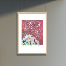 제주생활의 중도 (150 Editions) Red Sky 이왈종 판화, (원목)관액자블랙