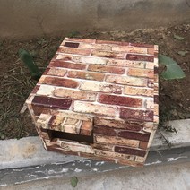 라지 길고양이집 강아지집 실외 방수 겨울 보온 펫폼 자체 제작 간이 집 택배, 색깔1_빈티지레드사각홀(처마포함)