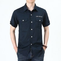 남성 여름 퓨어 코튼 반팔 대형 솔리드 툴링 캐주얼 슈미즈 옴므 셔츠 304