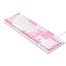 104keys 게임 기계 키보드 USB 유선 RGB 백라이트 키보드 눈부신 색상, 흰색과 분홍색, 일반형