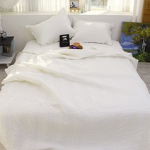 순면 홀짝 줄누비 바이오워싱 스프레드 이불 겸 패드 SS/K, 화이트
