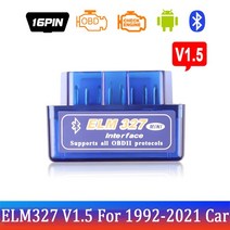 차량 변속기 블루투스 ELM327 미니 인터 페이스 V1.5 자동 OBD2 스캐너 코드 리더 도구 진단 체크 1992-202, 01 V1.5 For 1992-2021