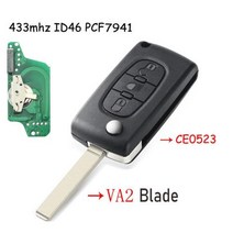 자동차 스마트 키 부품 교체 스마트키 설치 KEYYOU 원격 시트로엥 C5 X7 C2 C3 C4 그랜드 피카소 Berlingo C6 C8 라이트 433Mhz Fob ID46 CE0, ASK modulation+VA2 CE0523
