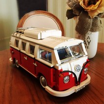 폭스바겐 T1 캠퍼 비틀 레트로 미니 버스 블록 레고 6종, Volkswagen T1 캠핑카 + 조명