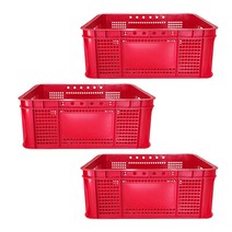 뉴플라스틱 운반상자 6호 운반 수납 플라스틱 바구니 사각 농수산물 3개묶음, 운반6호_적색(3개묶음), 3개