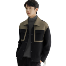 Baocn 남성 모직 재킷 가을 겨울 트렌드 패치 숏 캐시미어 코트 23817