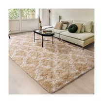 Unirea Shag Area Rug 현대 실내 플러시 푹신한 러그 슈퍼 부드럽고 퍼지 카펫 침실 거실 용 기하학 모로코 러그 소녀 어린이 보육 4x6 피트 베이지/화이트