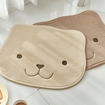 기분좋은 곰돌이 극세사 자수 발매트, 베이지