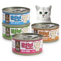 먹보 고양이 반려묘 냥이 노묘 참치캔 시리즈 80g X 24개 통조림 캔사료, 참치 닭고기