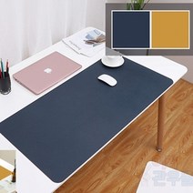 가죽 데스크매트 테이블매트 책상패드 120x60cm, 네이비+옐로우