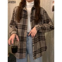 체크 셔츠 남방 패딩 여성 버튼 루즈핏 모직 코트 자켓