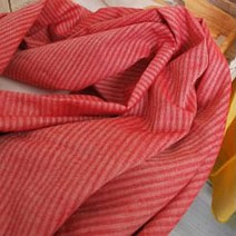 데코탑 자연주의 스트라잎 원단 부드럽고 얇은 선염면, 레드