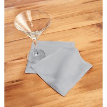 Solino Home 리넨 칵테일 냅킨 소프트 그레이 - 100% 순수 원단 15.2 x 15.2cm(6 6인치) 음료 코스터 12개 세트 피트 유럽 아마로 수작업으로 제작 세탁, Hemstitch Cocktail Napkins (6, Natural