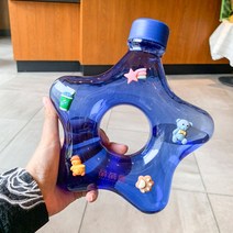 별모양 스타 플라스틱 대용량 휴대용 물병 특이한 물통, 블루700ml+랜덤인형6개
