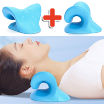 [1+1] 일자목 거북목 목 디스크 교정기 경추 스트레칭 마사지, 블루, 2개