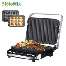 전기그릴 팬 연기없는 대형 냄새안나는 대형 전부치는 BioloMix 2000W 전기 접촉 자동 그릴 디지털 철판 및, 02 Standard Extra Plate_03 UK