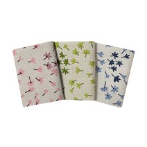 퀼트패키지 내추럴 꽃송이 린넨 프린트 원단 대폭 1/8마 3종