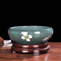 반려식물 토기 모던 특대형 수제 도자기 화분 화분 받침대 화분정리대 퇴직선물 미니 정원 원형 다육이, 아이스 메이플 베이스, 특대형 : 지름 35cm 구경 31cm 높이 9cm