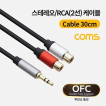 스테레오 AUX 3.5mm 암 2RCA 암 FF 스피커 앰프 연결 변환 케이블 젠더, 30cm