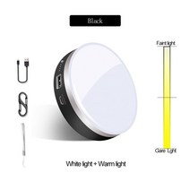 인산철 파워 뱅크 대용량 캠핑용 배터리 15600mah 휴대용 고성능 충전식 led 자석 손전등 캠핑 랜턴 낚시 빛 야외 작업 수리 조명 led, 협력사, 가방이 아닌 블랙 실버