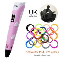 Myriwell-DIY 3D 펜 드로잉 장난감 100m ABS 필라멘트 크리에이티브 LED 스크린, [39] Pink UK-100m PLA