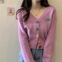 Z3JC 쇼트 브이넥 긴팔 얇은 니트 카디건