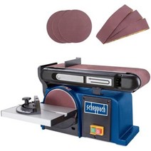 Scheppach 벨트 디스크 샌더 BTS900(액세서리 포함) | 370W의 연삭기 | 230V | 2850rpm | 샌딩 디스크 Ø 150mm | 3x 샌드페이퍼 및 3x 샌딩 벨트 포함 | 벨트 그라인더 그라인더-30154, 12피스 샤프닝 세트가 포함된 BTS900