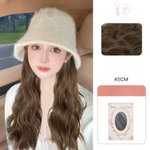 항암 치료 가발 모자 여자 부분 통가발 웨이브 버킷햇 벙거지 티 안나는 시물레이션, 1개, 라이트브라운(웨이브/화이트모자)