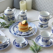 체코 쯔비벨무스터 코발트블루 커피잔 머그 티팟 접시 세트, 접시(소), 1개