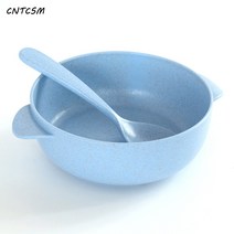 CNTCSM 스테인리스 이중 열 방지 토끼 라면 그릇 귀여운 토끼 뚜껑 포함 수저 라면 그릇 세트 공장, 짚블루(아동), 1개